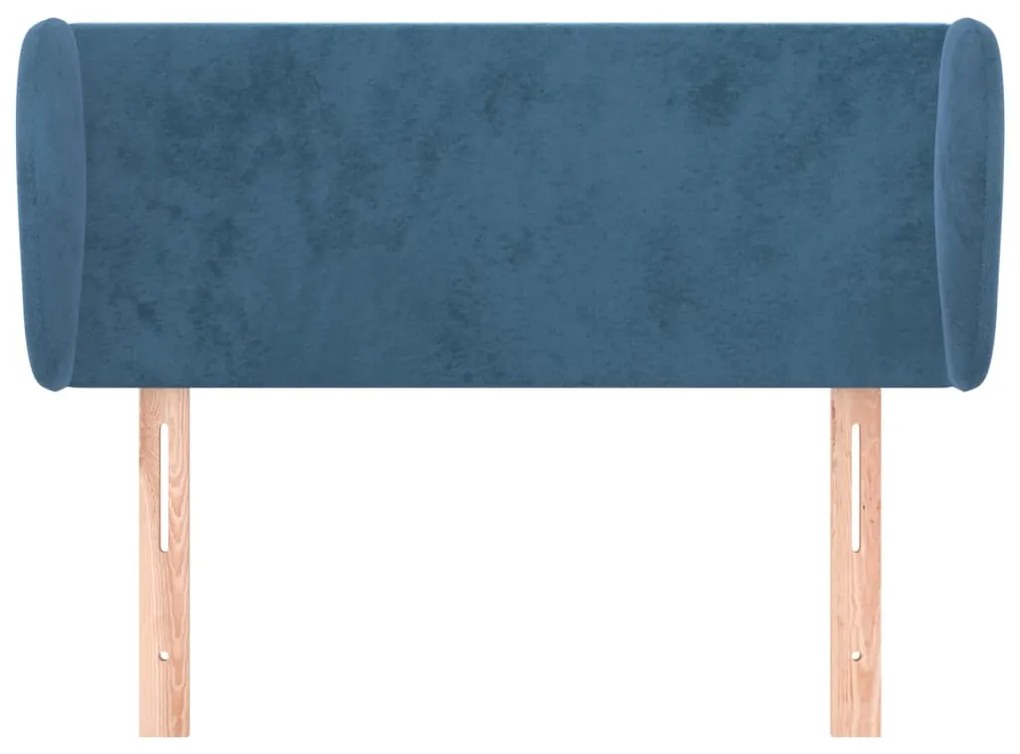 Cabeceira de cama c/ abas veludo 103x23x78/88cm azul-escuro