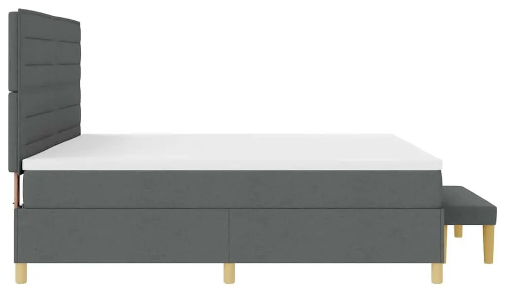 Cama Box com Colchão e Banco vidaXL Cinza Escuro 200x200 cm Tecido