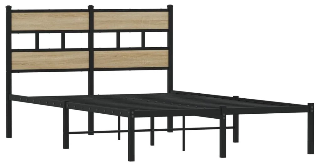 Estrutura de cama sem colchão 120x190 cm metal carvalho sonoma