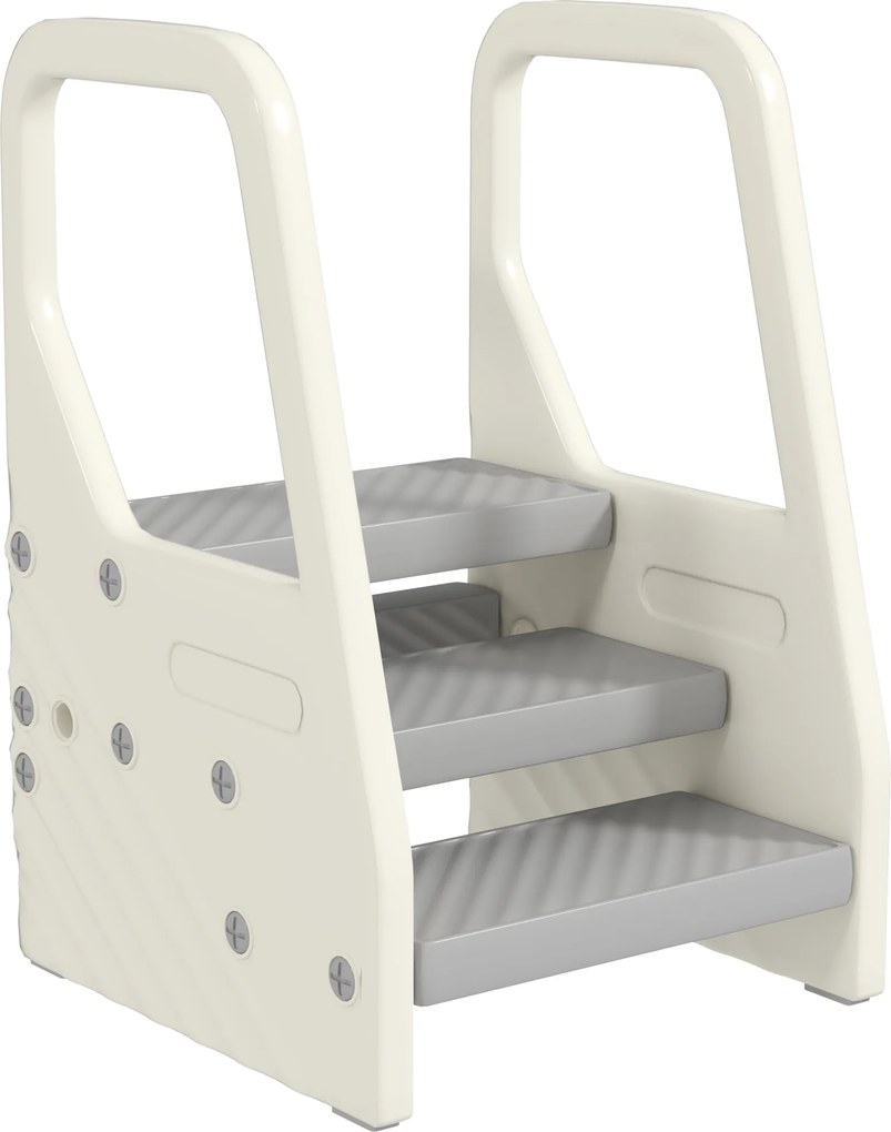 AIYAPLAY Banco Infantil Ajustável de 2 a 3 Degraus Torre de Aprendizagem Escada para Crianças de 2-5 Anos 43x42x65,5 cm Cinza | Aosom Portugal