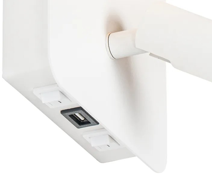 Candeeiro de parede moderno branco incluindo LED com USB e candeeiro de leitura - Robin Moderno