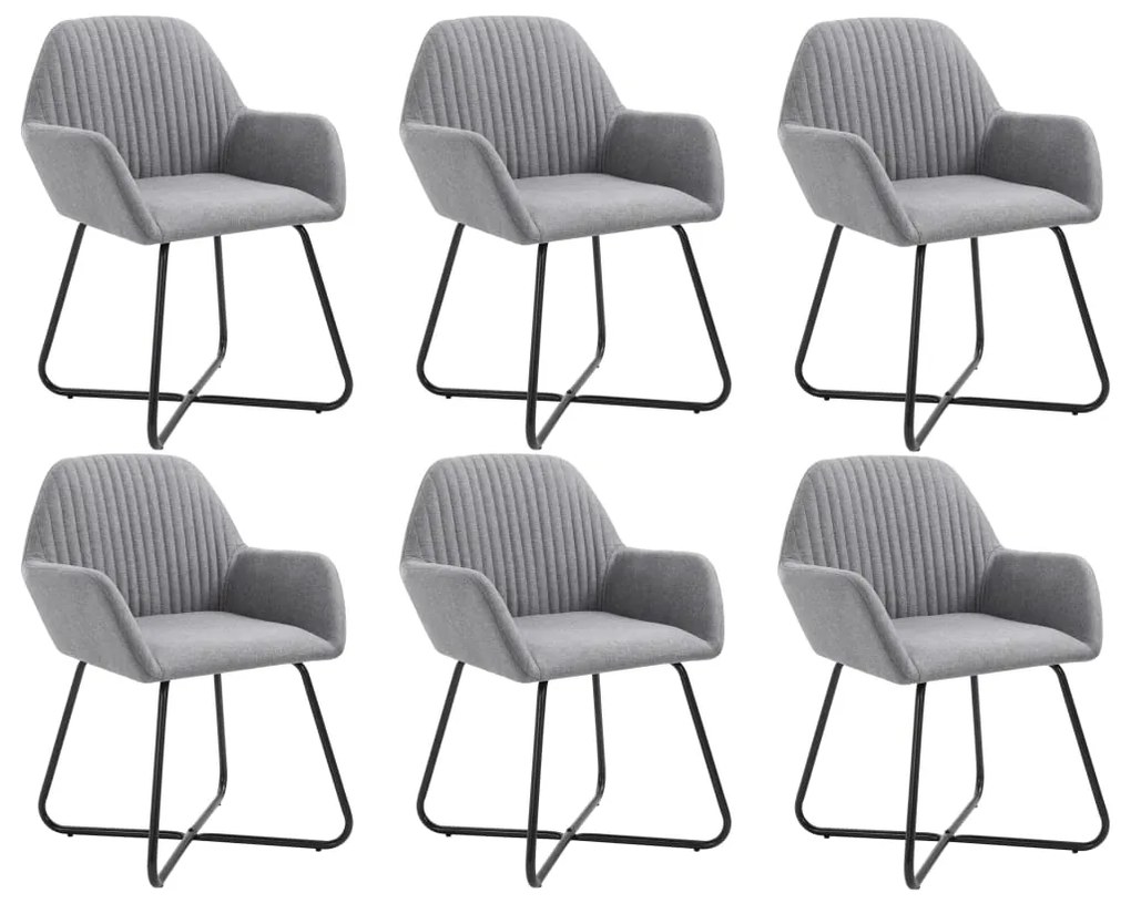 vidaXL Cadeiras de jantar 6 pcs tecido cinzento-claro