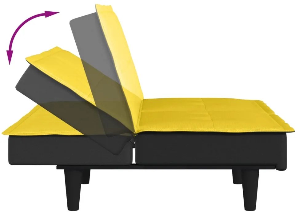 Sofá-cama tecido amarelo-claro