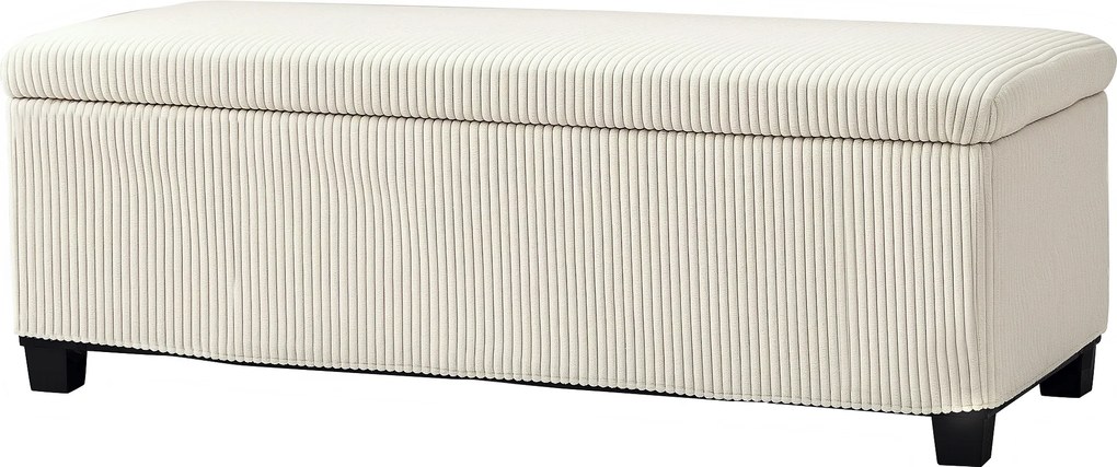 Banco de arrumação para colocar ao pé da cama em veludo canelado com tampa 112 x 42 x 40 cm, para sala de estar, quarto, hall de entrada, bege