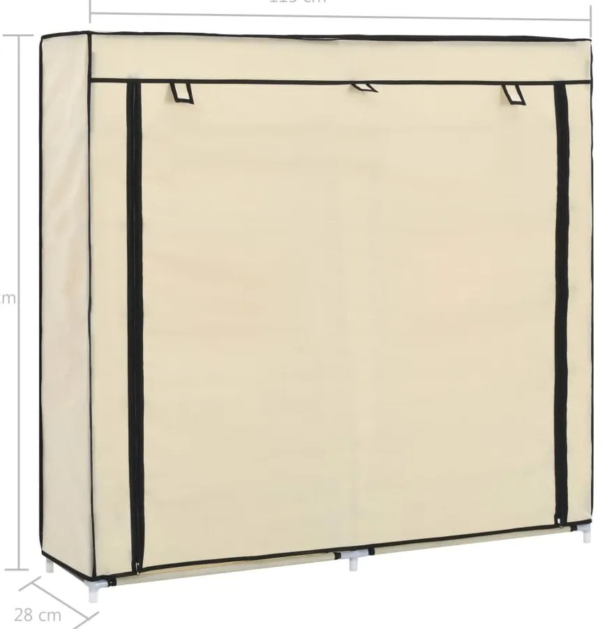 Sapateira com cobertura 115x28x110 cm tecido cor creme