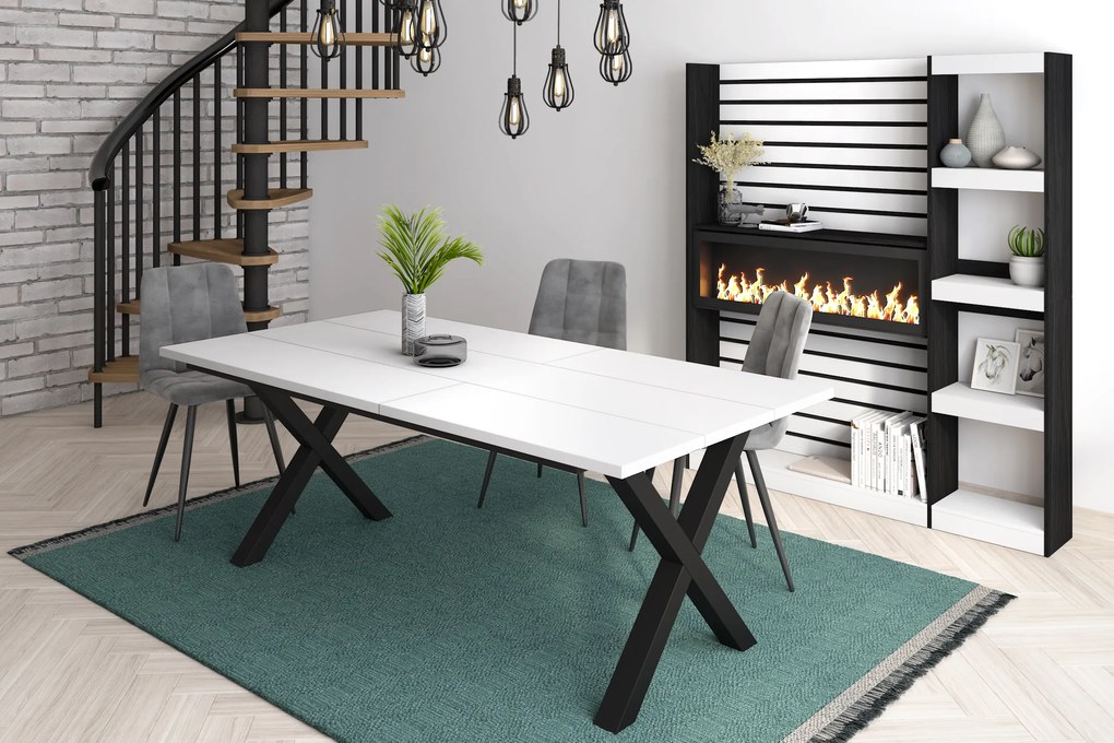 Mesa de sala de jantar | 10 pessoas | 200 | Robusto e estável graças à sua estrutura e pernas sólidas | Ideal para reuniões familiares | Branco | Esti