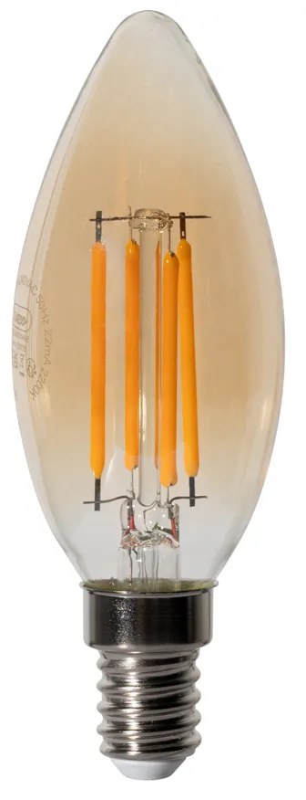 Set van 5 E14 dimbare LED lampen B35 goud 4W 450 lm 2200K