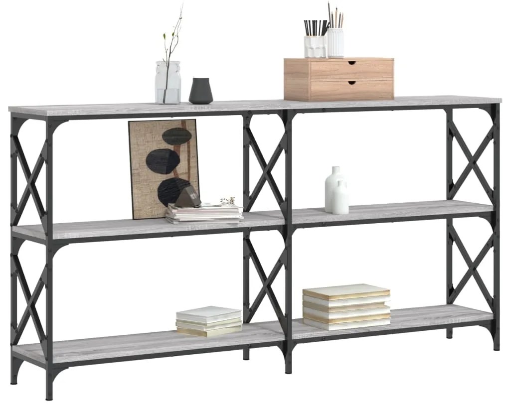 Mesa consola 156x28x80,5cm derivados de madeira cinzento sonoma