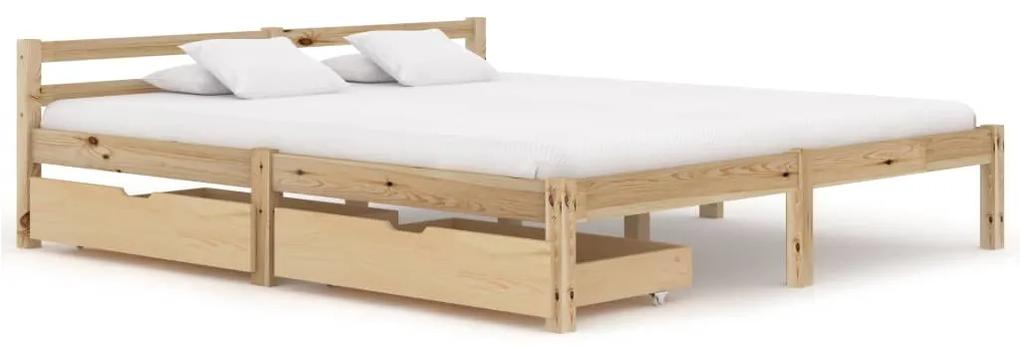 3060331 vidaXL Estrutura de cama com 2 gavetas 160x200 cm pinho maciço