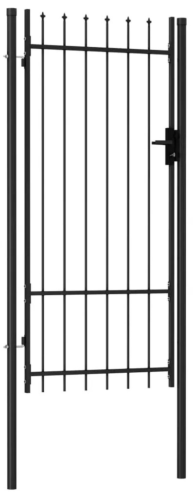Portão de vedação individual topo em espeto aço 1x2 m preto