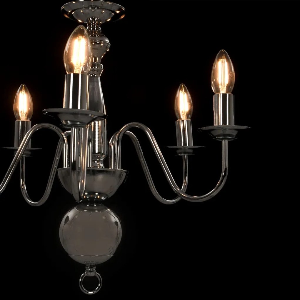 Lustre de 5 lâmpadas E14 prateado
