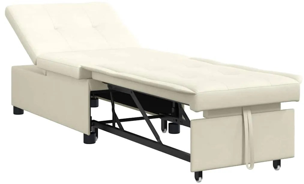 Sofá-Cama 3 em 1 Pull-Out Creme Veludo