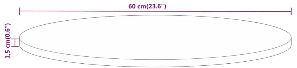 Tampo de mesa redondo Ø60x1,5cm madeira mangueira áspera maciça