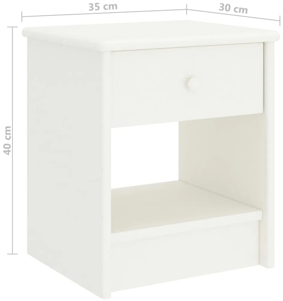 Mesa de cabeceira 35x30x40 cm madeira de pinho maciça branco