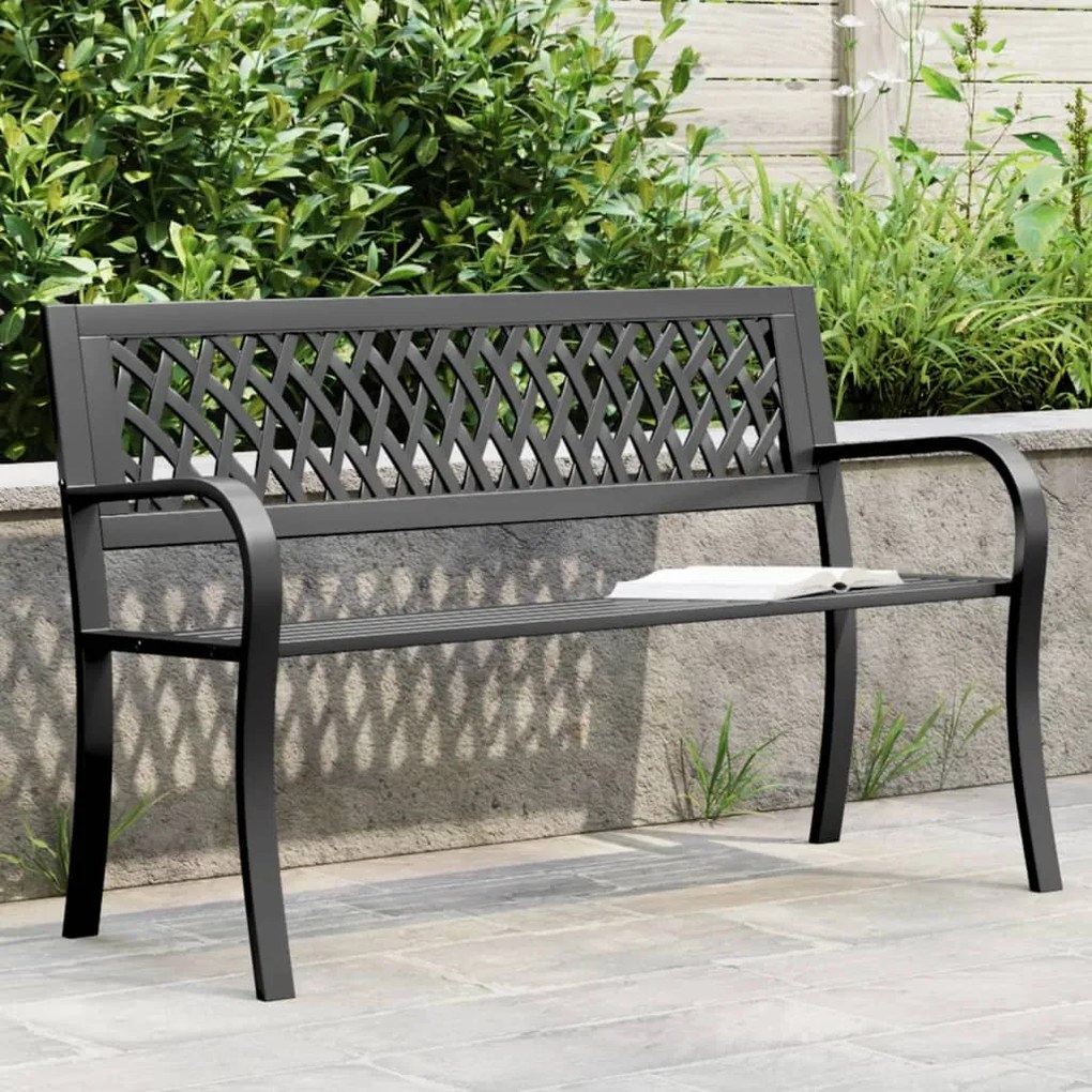 Banco de jardim 120 cm aço preto