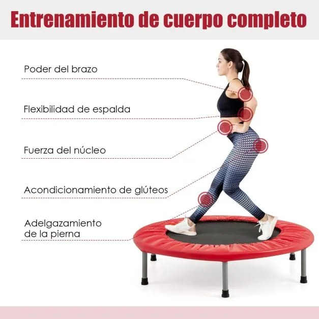 Mini trampolim dobrável, com capacidade para 150 kg para crianças e adultos 97 x 97 x 21,5 cm vermelho