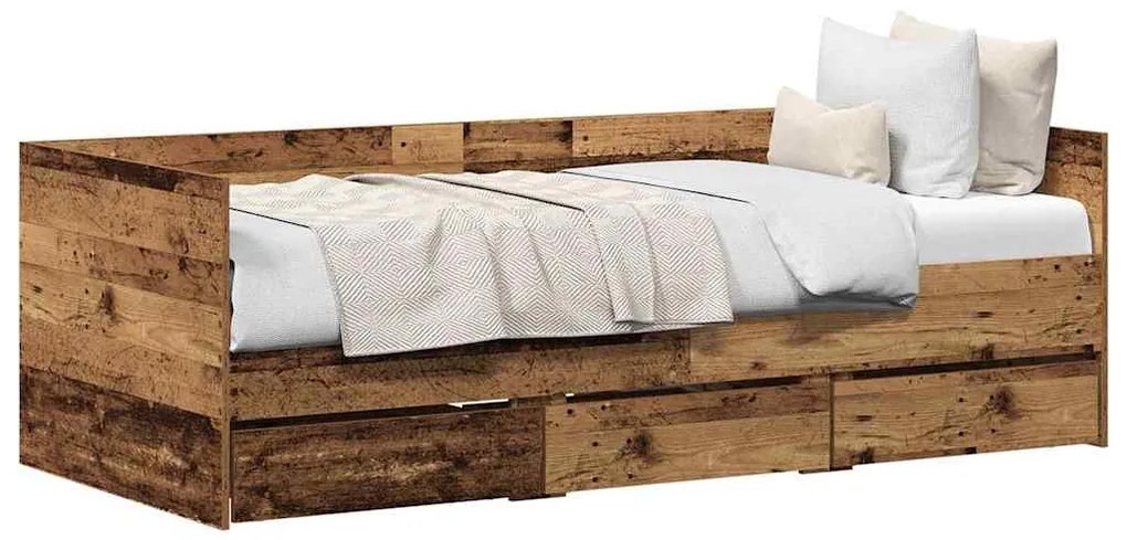 Cama Twin Rústica da Madeira Velha Madeira Engenheirada 90 x 200 cm