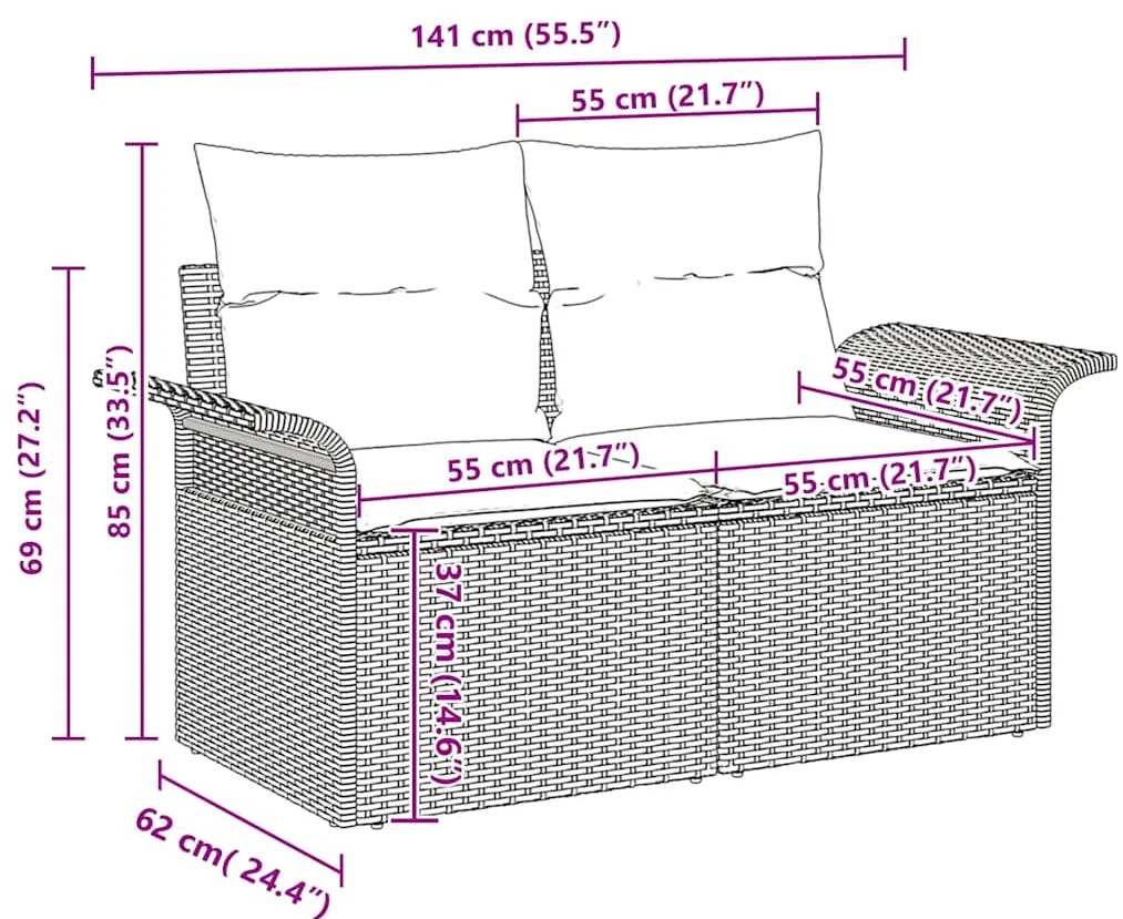 Conjunto de Sofá de Jardim vidaXL 7 Peças com Almofadas Cinza Claro de