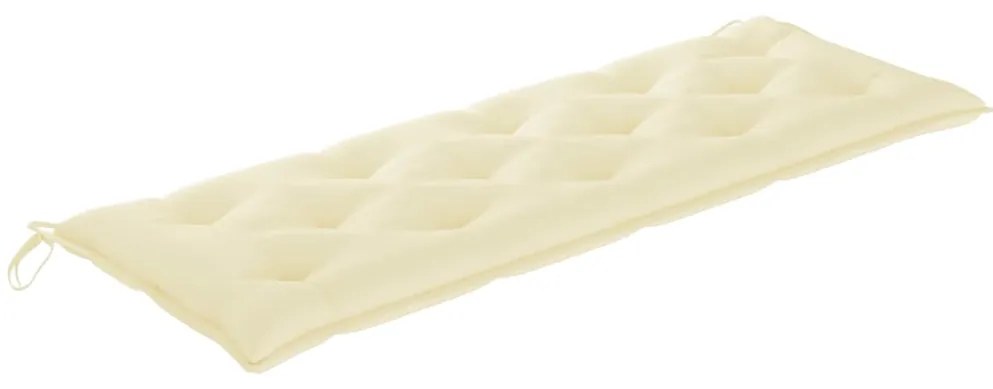 Banco Batavia c/ almofadão cor creme 150 cm madeira de teca maciça