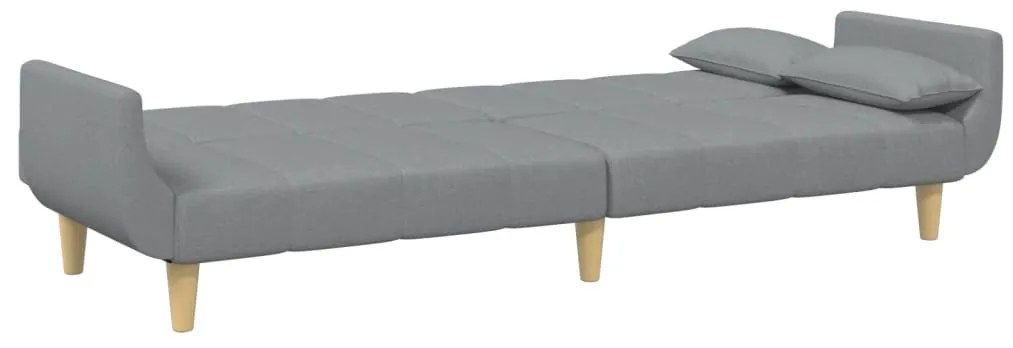 Sofá-cama de 2 lugares c/ apoio de pés tecido cinzento-claro