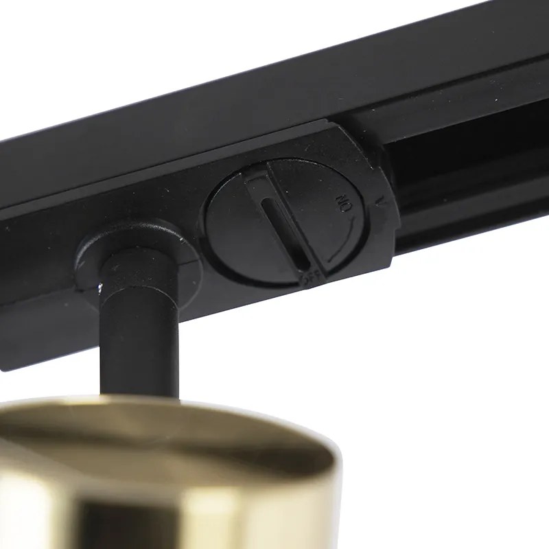 Sistema de iluminação de trilho inteligente preto com dourado 1-fase 3-luzes Incl. WiFi GU10 - Iconic Jeana