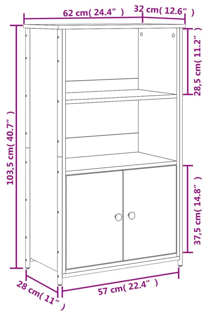 Aparador alto 62x32x103,5 cm derivados de madeira cinza sonoma