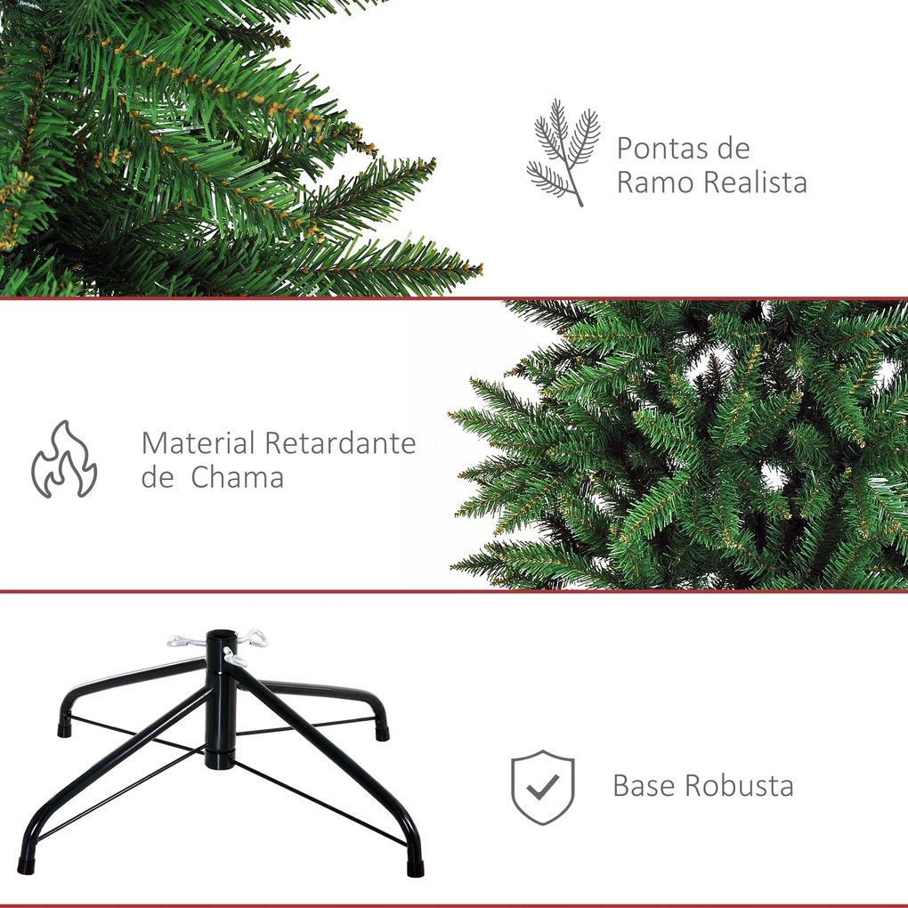 HOMCOM Árvore de Natal Artificial 210cm com 865 Ramos Ecológicos Decor