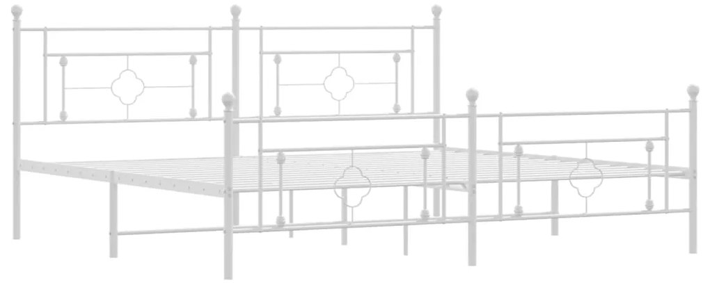 Estrutura de cama com cabeceira e pés 200x200 cm metal branco