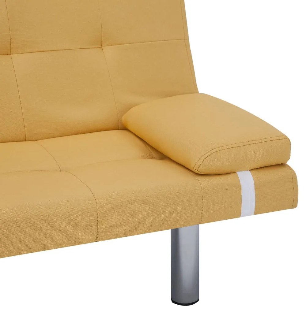 Sofá Cama Vivian - Cor Amarelo - Em Tecido, Estrutura em Madeira, Pern