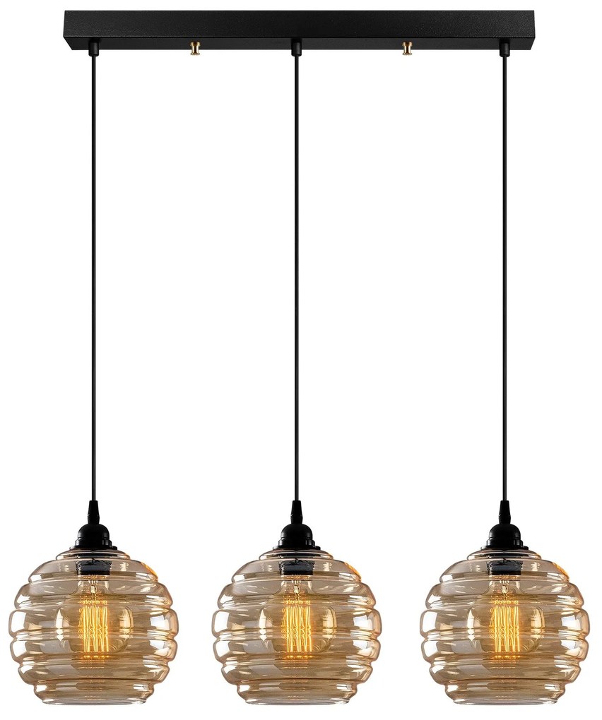 Candeeiro Suspenso Gold – Dourado/Preto – 70 x 20 cm