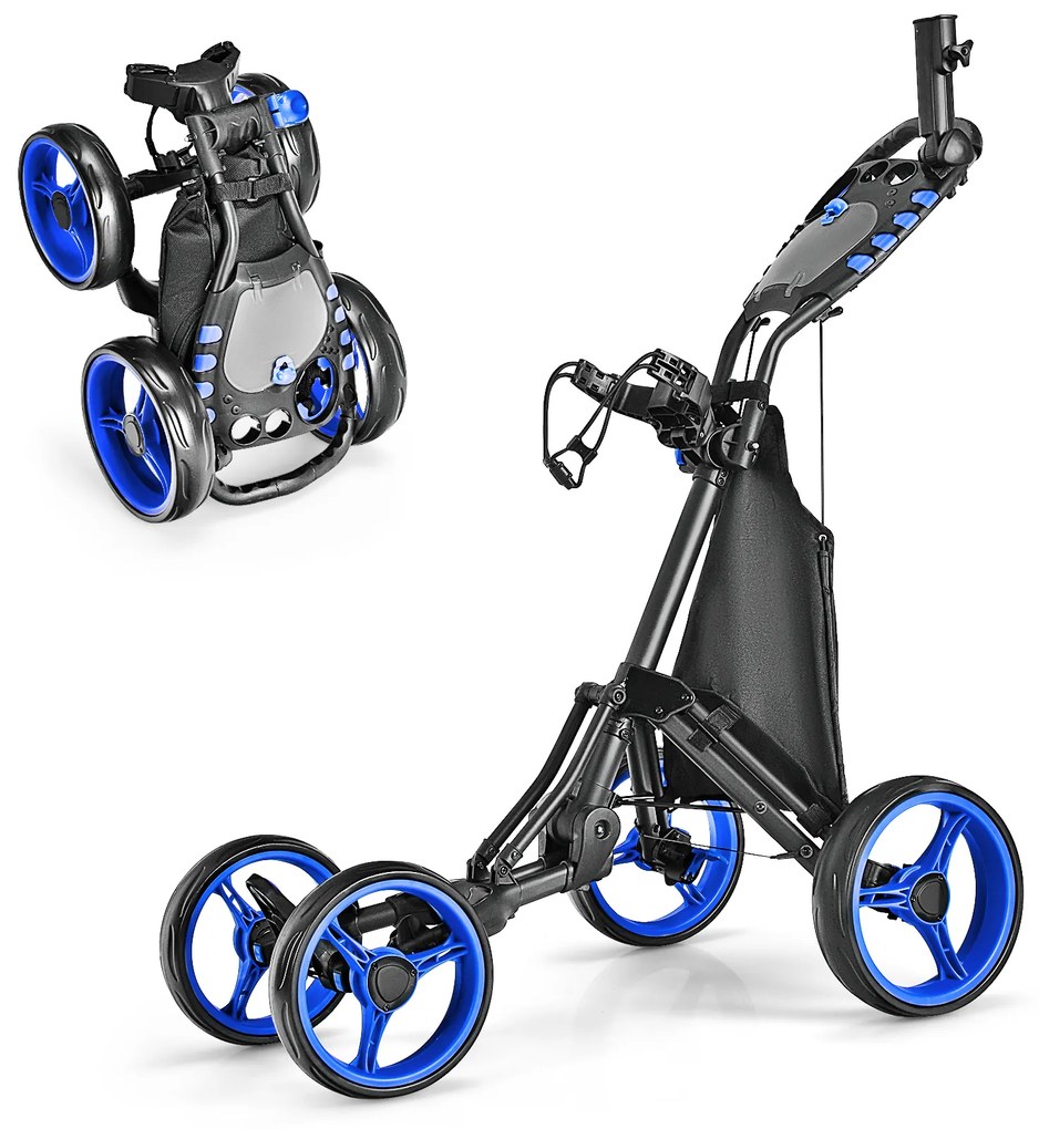 Carrinho de golfe leve, dobrável e dobrável com 4 rodas - cinza