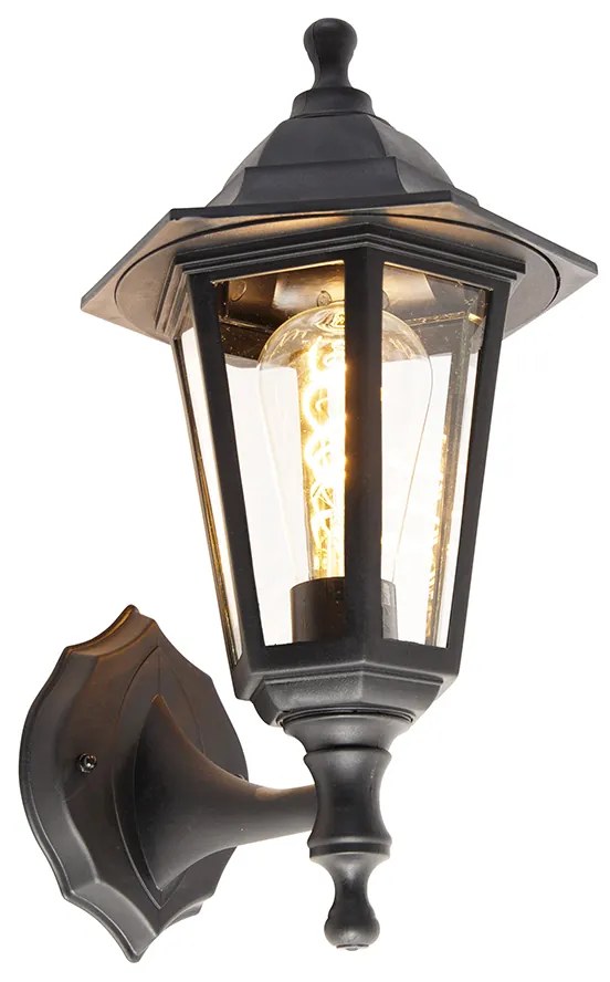 LED Candeeiro de parede exterior inteligente preto IP44 com Wi-Fi ST64 - New Haven Clássico / Antigo,Country / Rústico