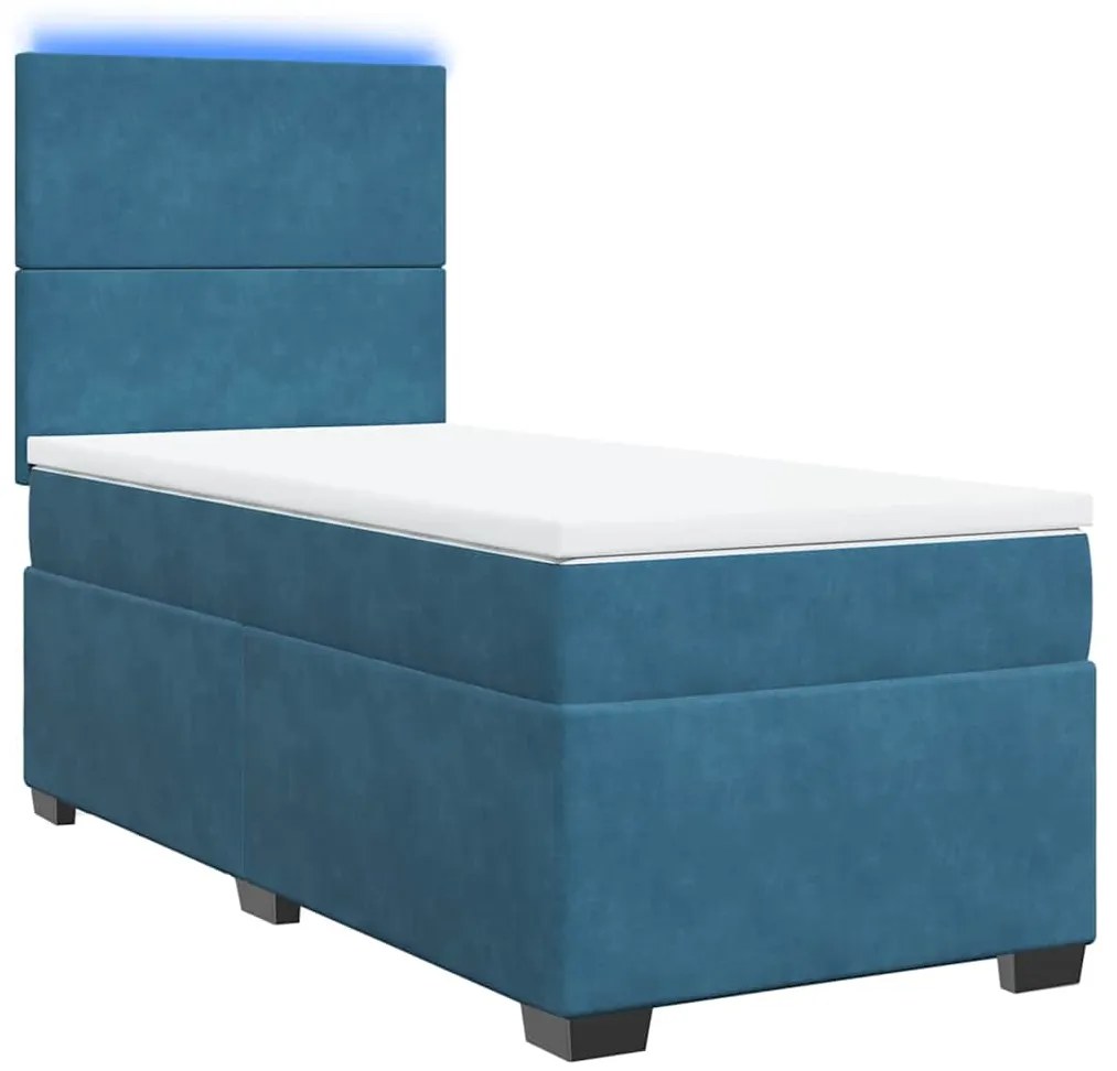 Cama boxspring com colchão 80x200 cm veludo azul