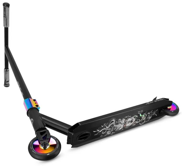 Trotinete de Freestyle – Spokey Medusa – Preto com Acabamento Rainbow