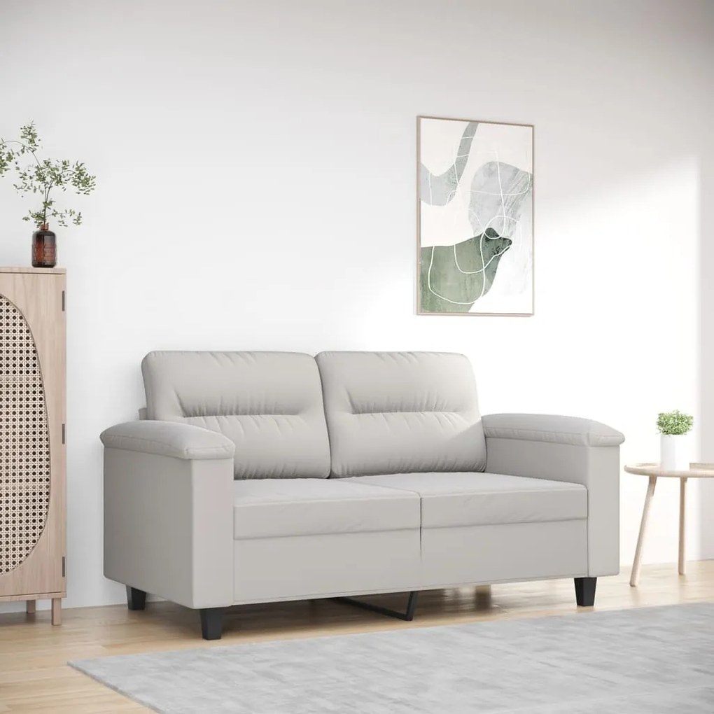 vidaXL Sofá de 2 lugares 120 cm tecido de microfibra cinzento-claro