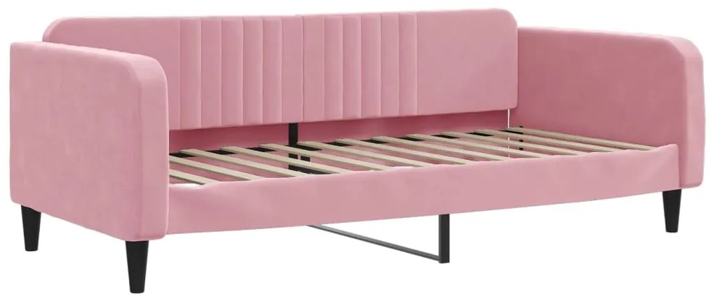 Sofá-cama com gavetão e gavetas 90x200 cm veludo rosa