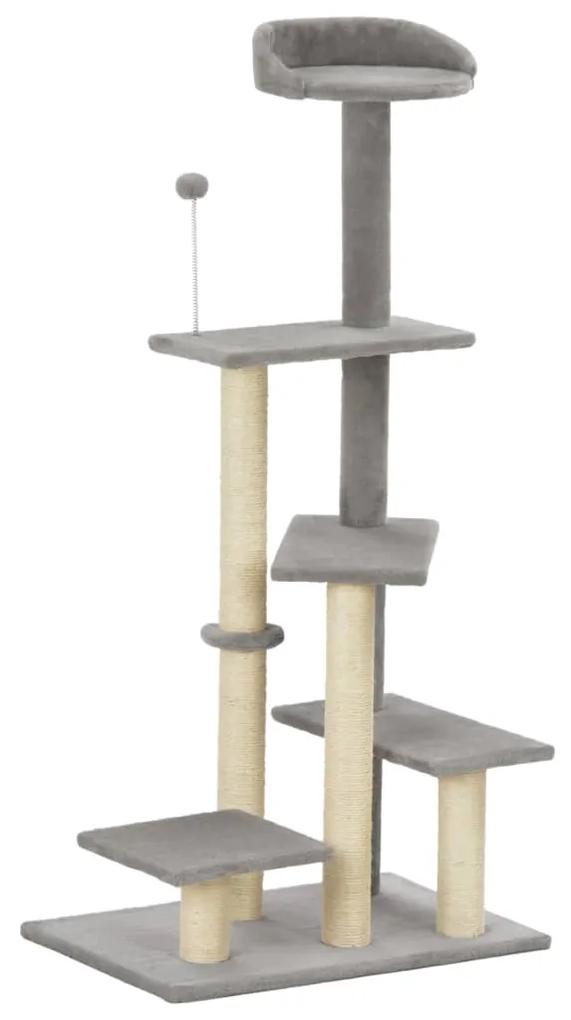 170708 vidaXL Árvore para gatos c/ postes arranhadores sisal 125 cm cinzento