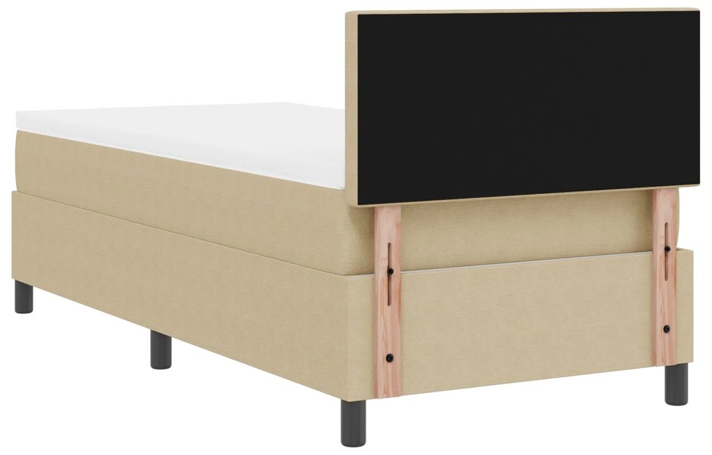 Cama Box Spring com Colchão Verde Claro Cinza 90x200 cm Tecido de Velu