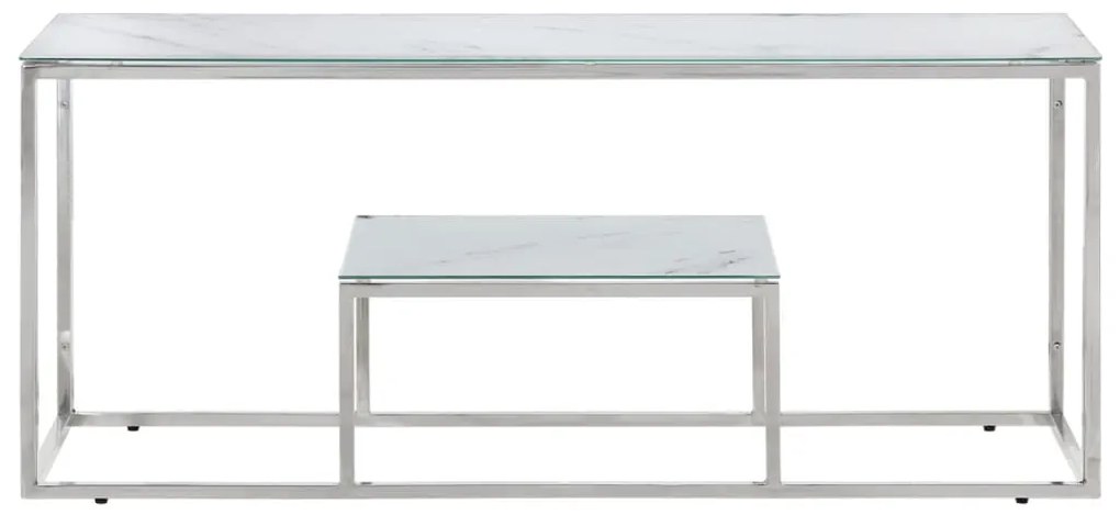 Mesa de centro aço inoxidável e vidro temperado prateado