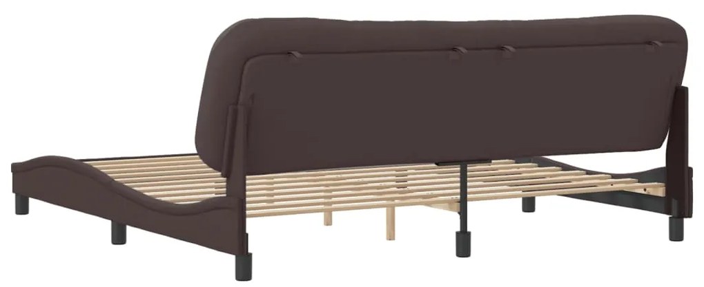Estrutura de cama sem colchão 200x200 cm tecido castanho-escuro