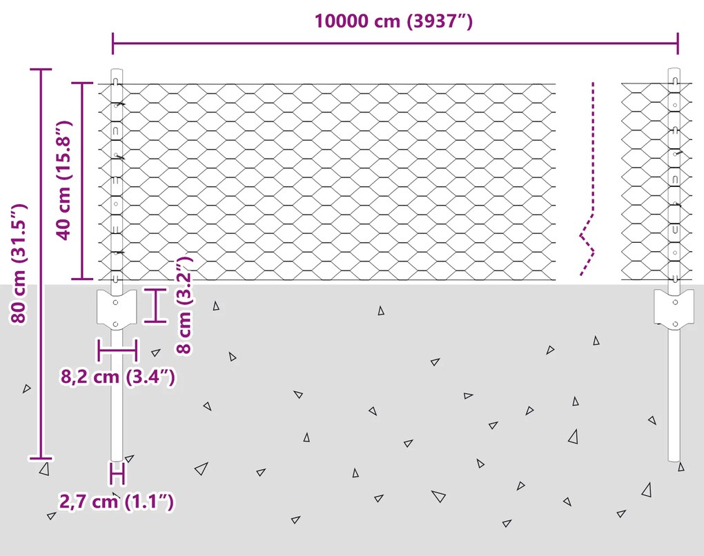 Postes de Cerca vidaXL 11 pcs U-Channel 40 cm Aço Galvanizado, Cerca H
