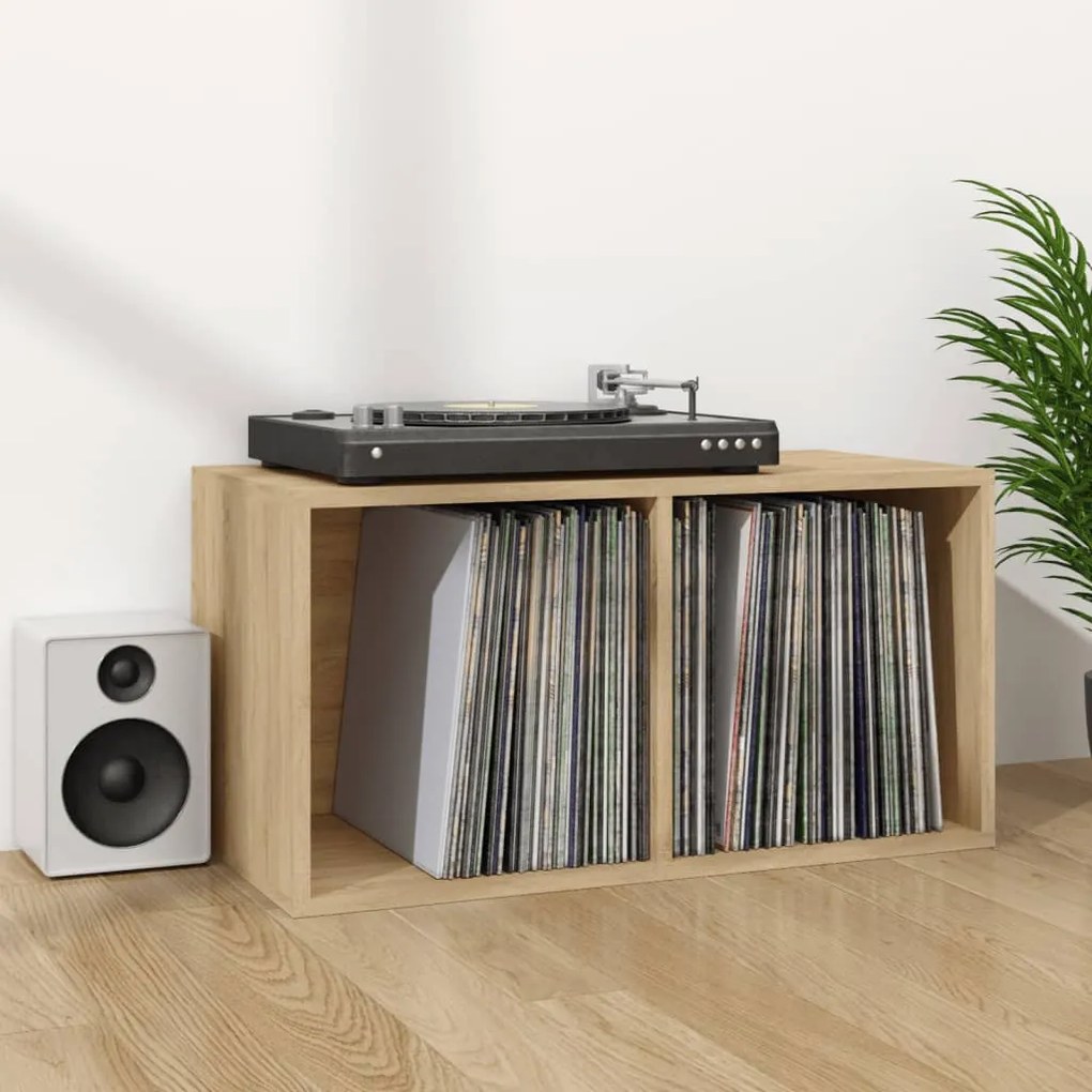 800120 vidaXL Caixa discos vinil 71x34x36cm derivados madeira carvalho sonoma