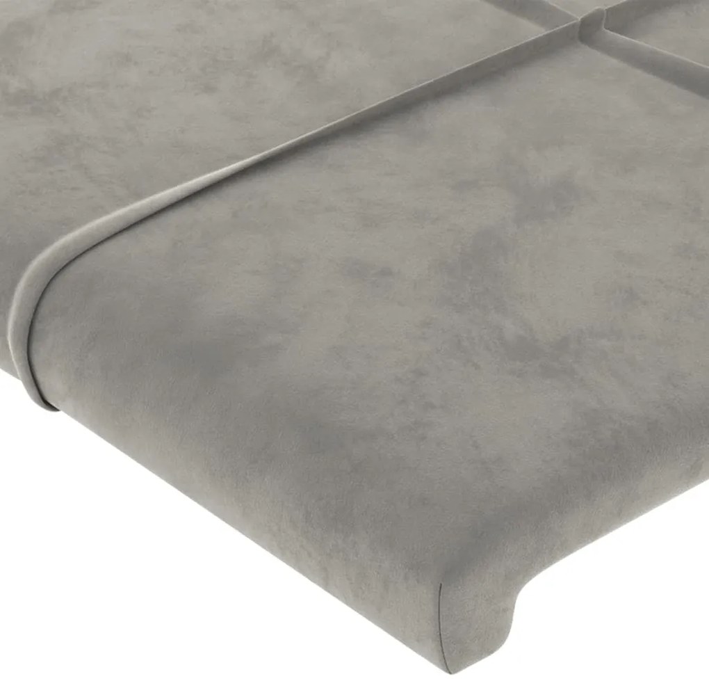 Cabeceira de cama c/ abas veludo 93x16x118/128cm cinzento-claro