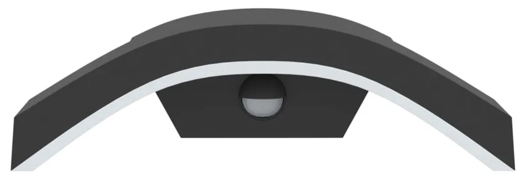 Candeeiros parede LED exterior c/ sensor 2 pcs alumínio preto