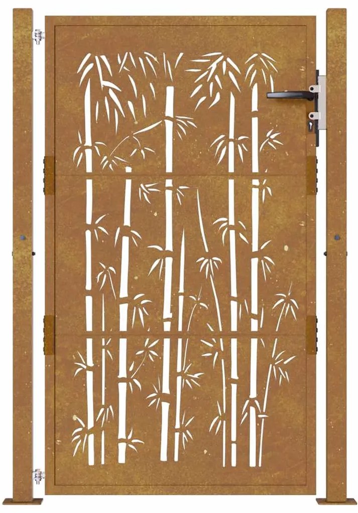 Portão de jardim 105x130 cm aço corten design bambu