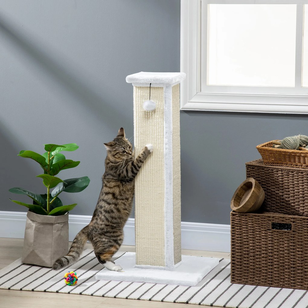 Arranhador para Gatos, 41 x 41 x 81 cm, Poste em Sisal, Cinzento