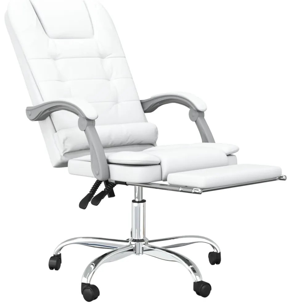 Cadeira escritório massagens reclinável couro artificial branco