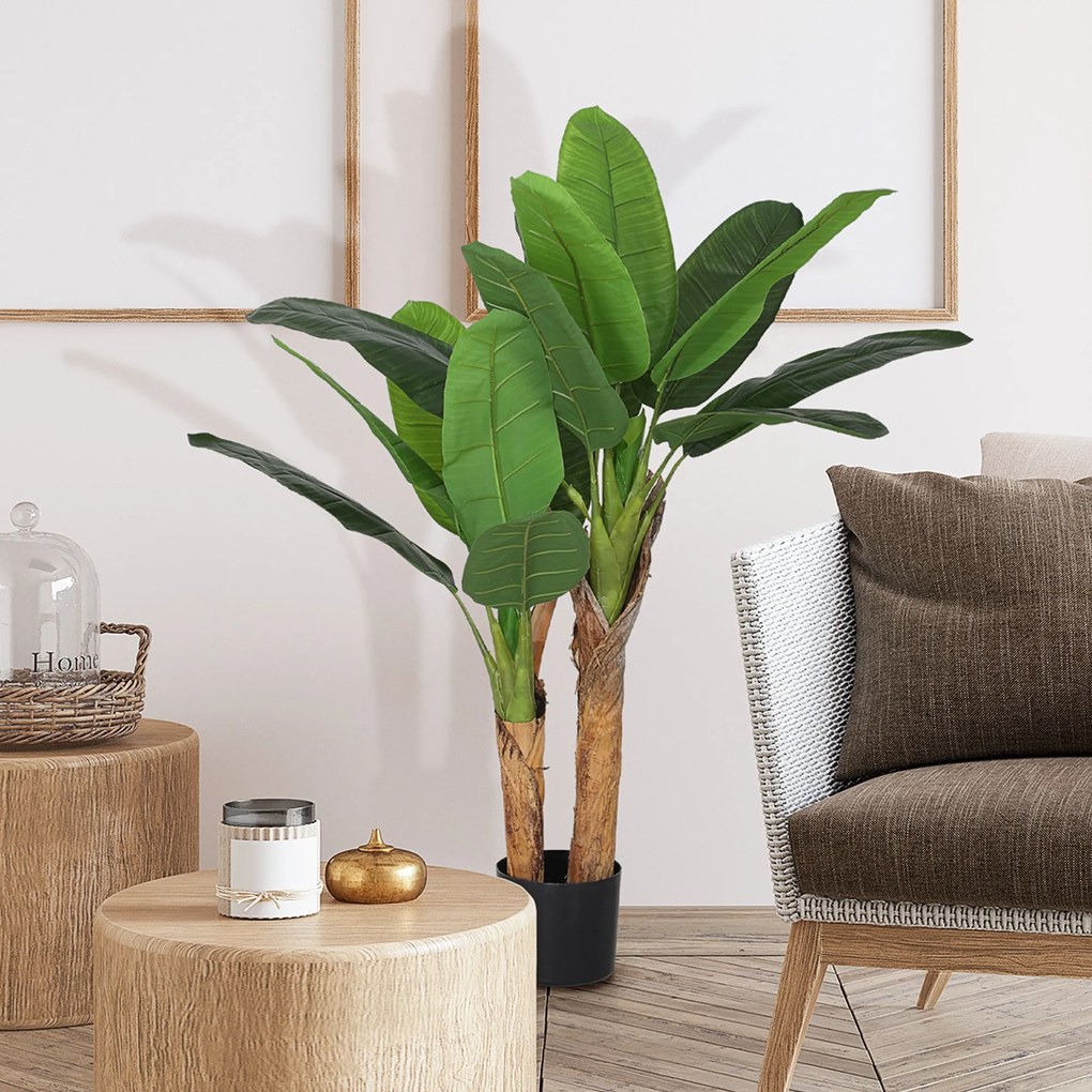 Planta Artificial Ø17x120 cm Bananeira Atificial com Vaso e 15 Folhas