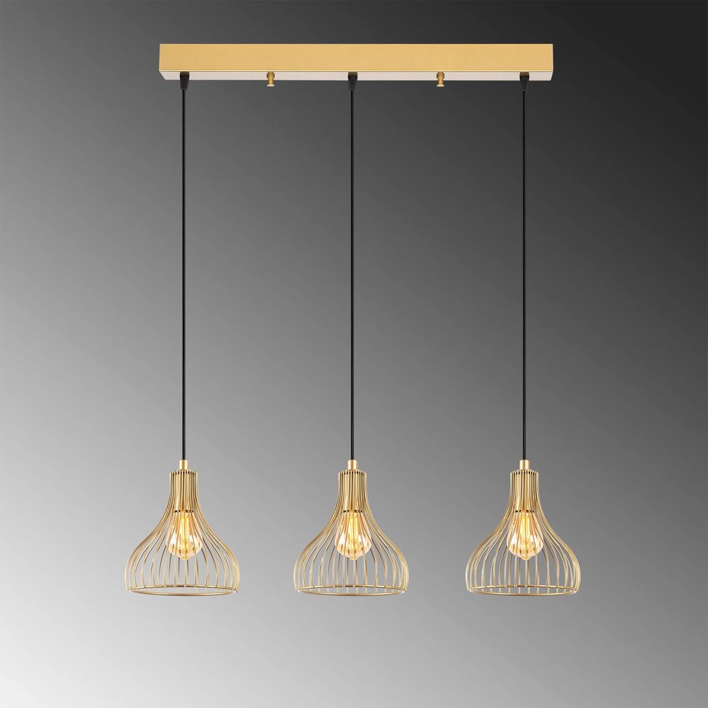 Chandelier Telyildo – Dourado Brilhante – 70 x 20 x 117 cm