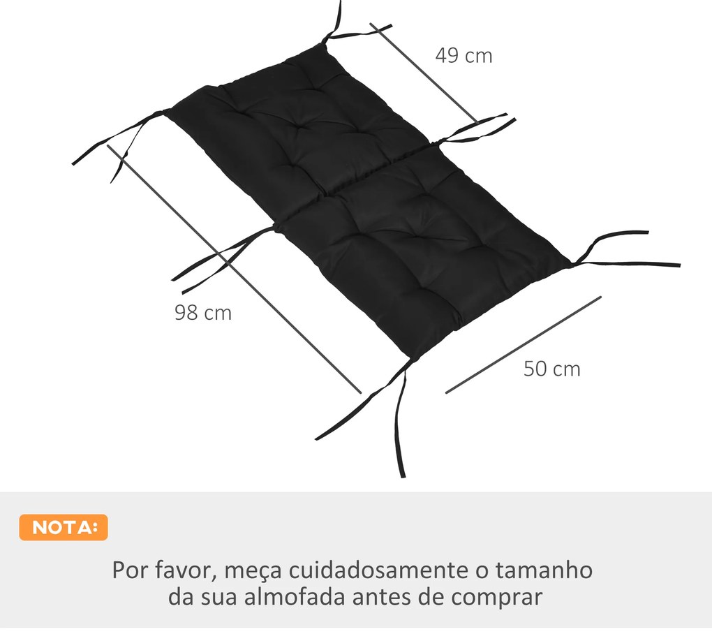 Conjunto de 2 Almofadas de Cadeira 50x98x8 cm (Não incluidas) Almofadas de Cadeira de Exterior para Jardim Terraço Varanda Preto